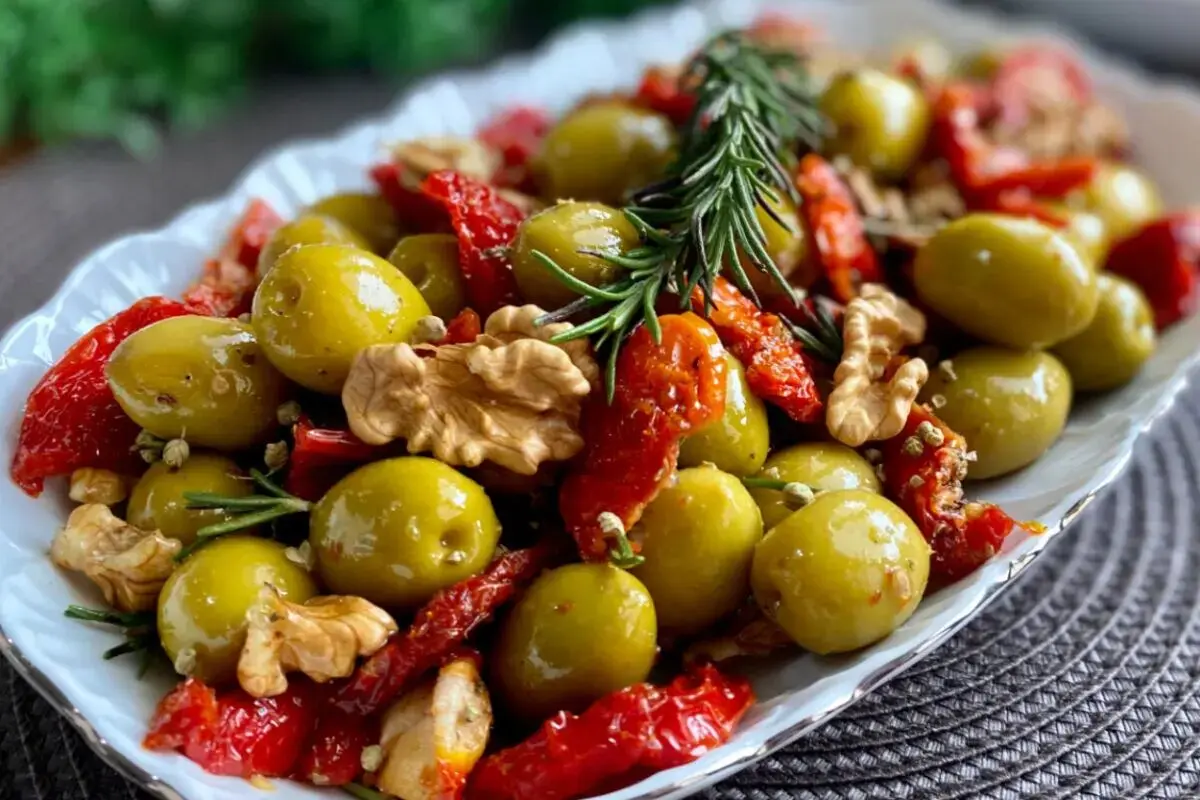 زیباترین سالاد شب یلدا با انار و زیتون؛ سریع و فوق العاده خوشمزه + طرز تهیه