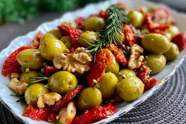 زیباترین سالاد شب یلدا با انار و زیتون؛ سریع و فوق العاده خوشمزه + طرز تهیه