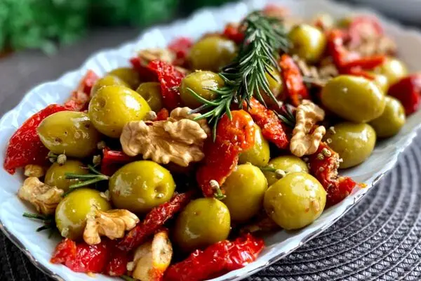 زیباترین سالاد شب یلدا با انار و زیتون؛ سریع و فوق العاده خوشمزه + طرز تهیه